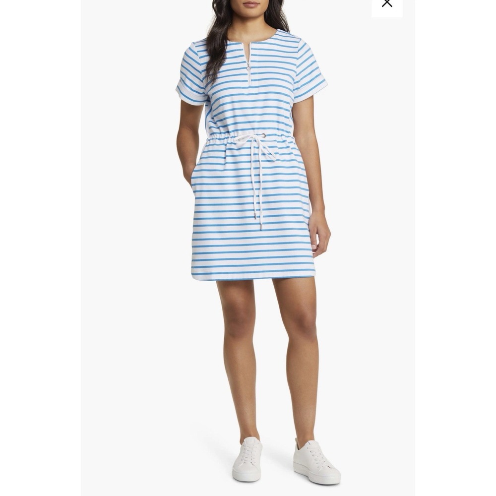 Tommy Bahama Jovanna Blue/White Stripe Half Zip Dress